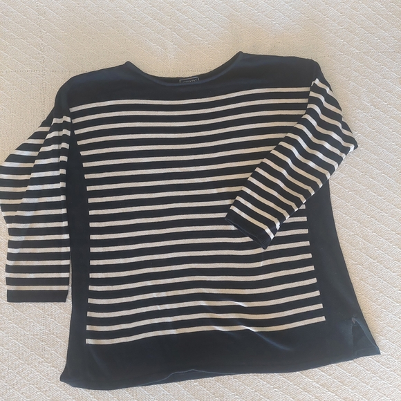 Chaps Navy and White Striped Top - Picture 2 of 5